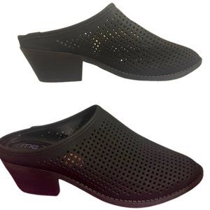 Brand New! me Too BRPerforated Slide Black Heeled Mules (Women's 7)